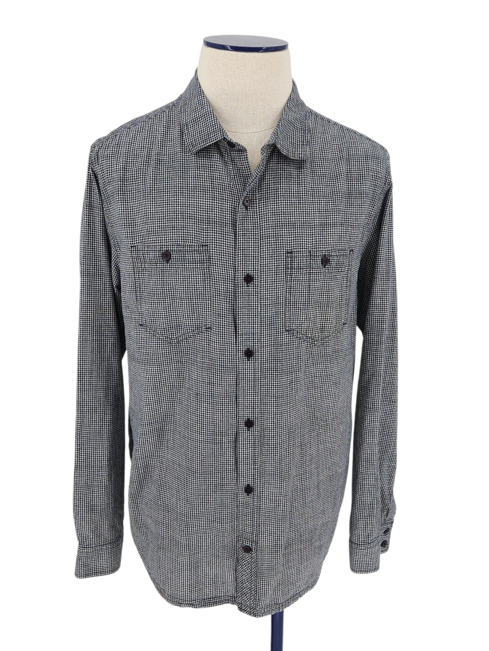 Horny Toad Pocket Shirt Black Gingham Long Sleeve Button Up Collared Mens Large